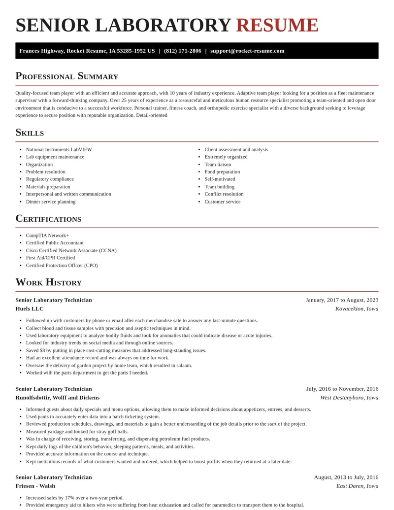 senior laboratory technician construction resume exquisite template 0 exq
