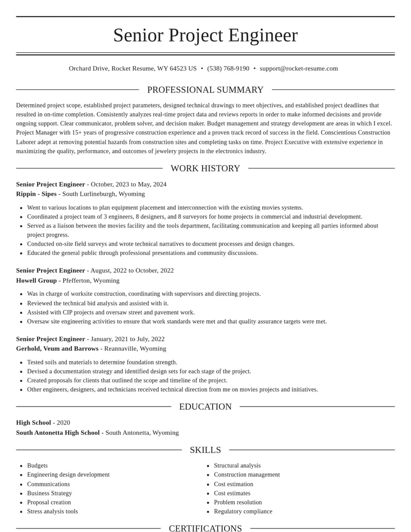 senior project engineer construction resume elegant template 2 ele