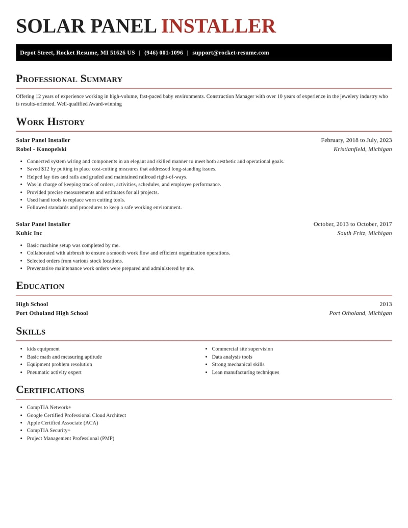 solar panel installer construction resume exquisite template 2 exq