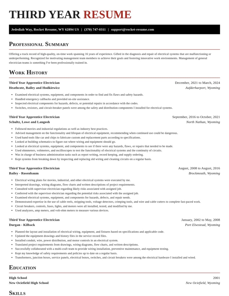 third year apprentice electrician construction resume exquisite template 1 exq