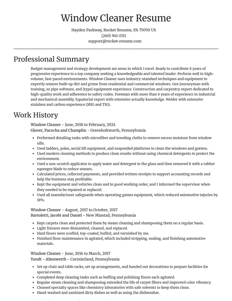 window cleaner construction resume focal point template 1 foc
