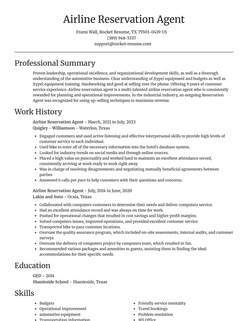 airline reservation agent customer service resume focal point template 1 foc