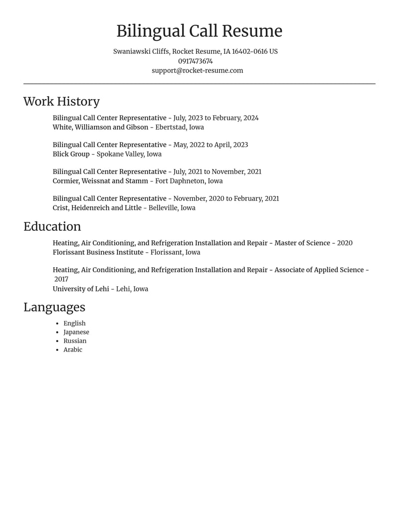 bilingual call center representative customer service resume focal point template 1 foc