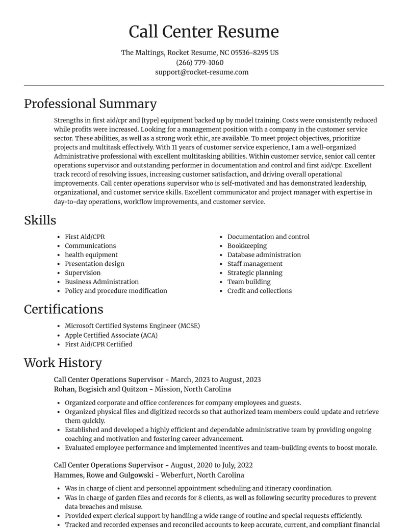 call center operations supervisor customer service resume focal point template 0 foc
