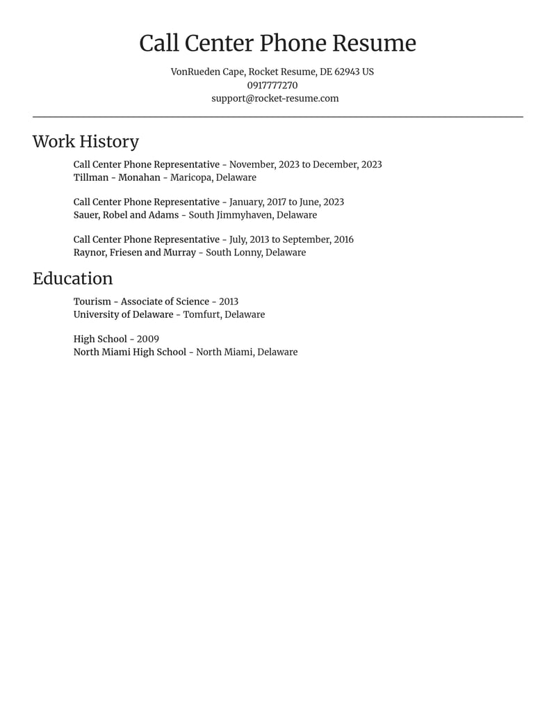 call center phone representative customer service resume focal point template 2 foc