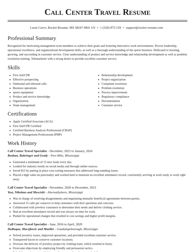 call center travel specialist customer service resume classic template 2 cla