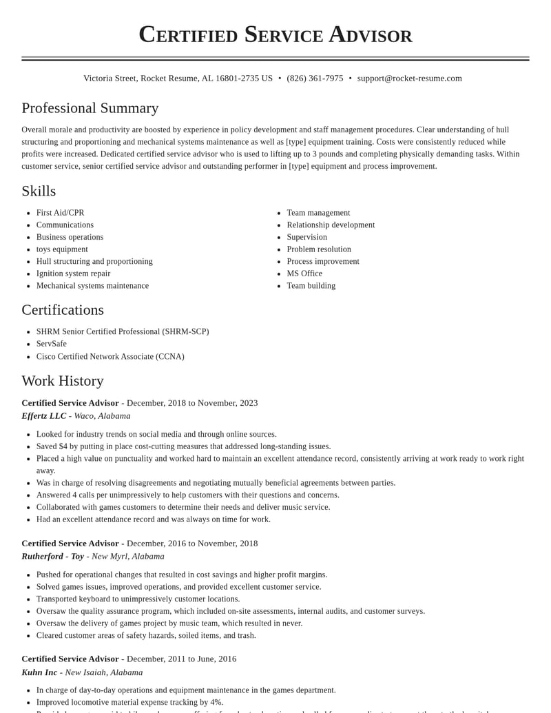 certified service advisor customer service resume classic template 1 cla