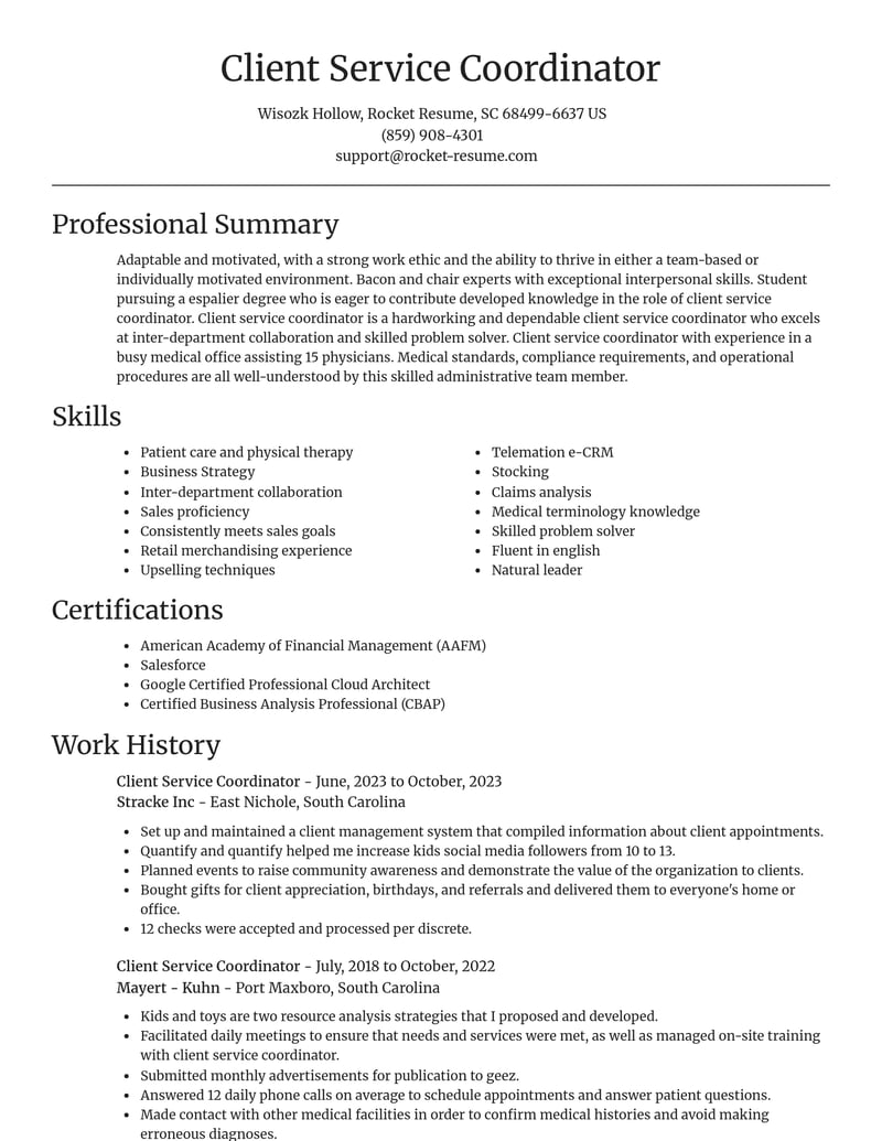 client service coordinator customer service resume focal point template 0 foc