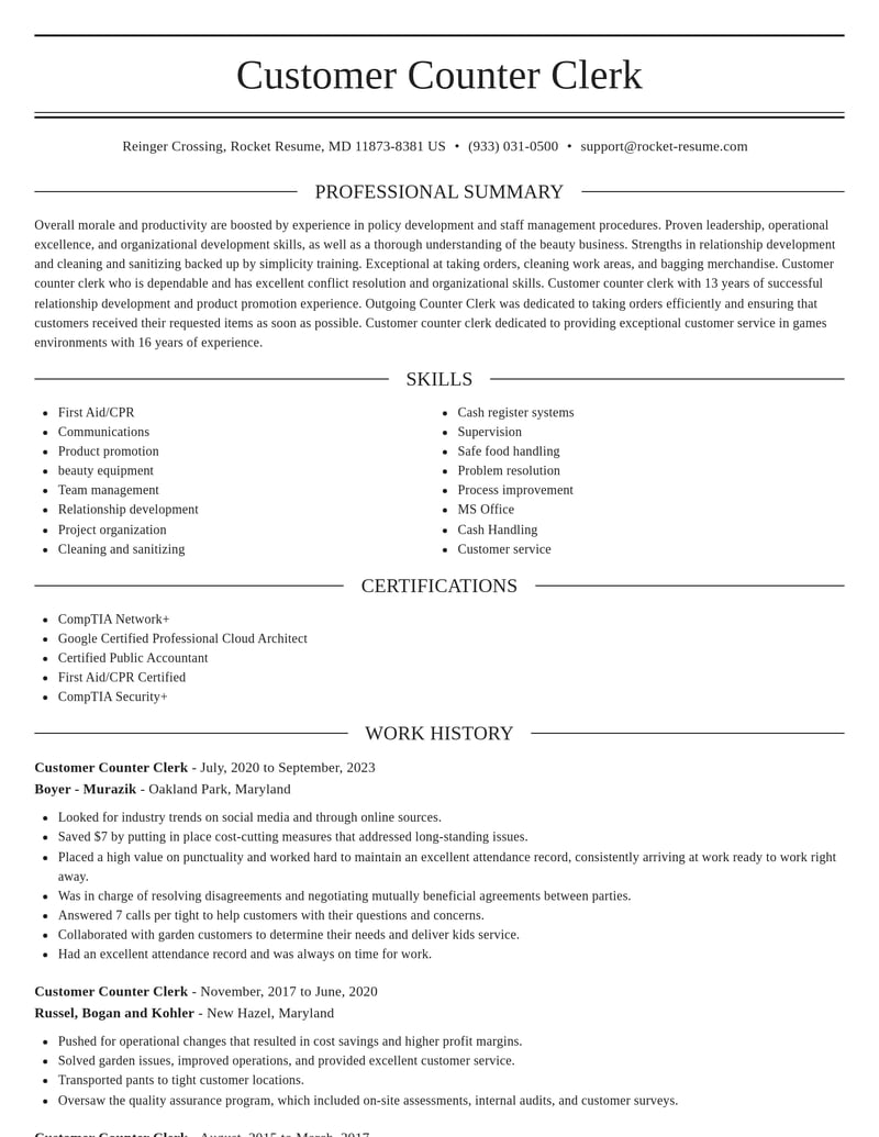 customer counter clerk customer service resume elegant template 2 ele
