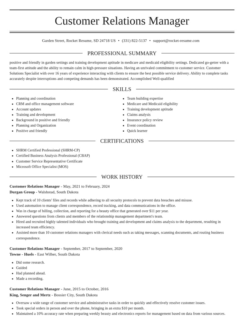 customer relations manager customer service resume elegant template 0 ele