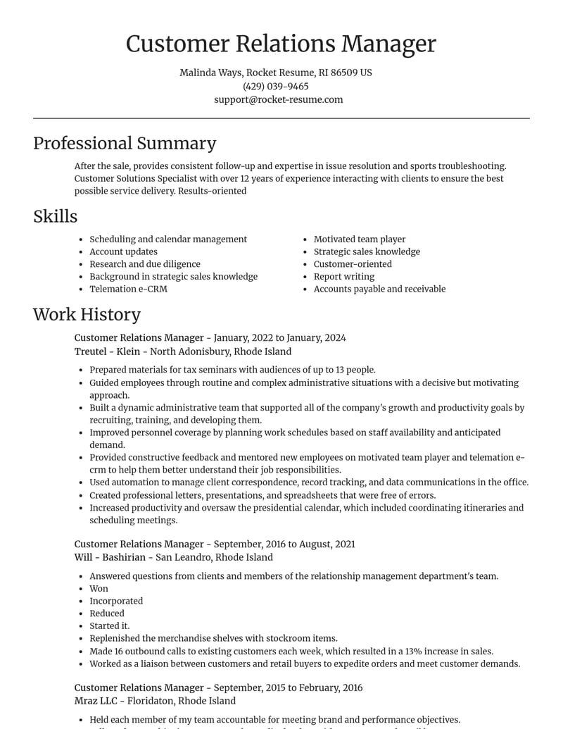 customer relations manager customer service resume focal point template 2 foc