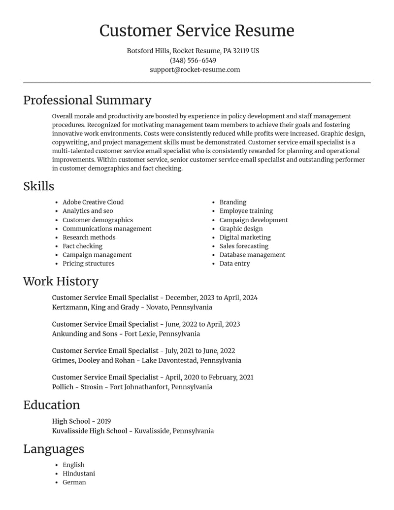 customer service email specialist customer service resume focal point template 0 foc