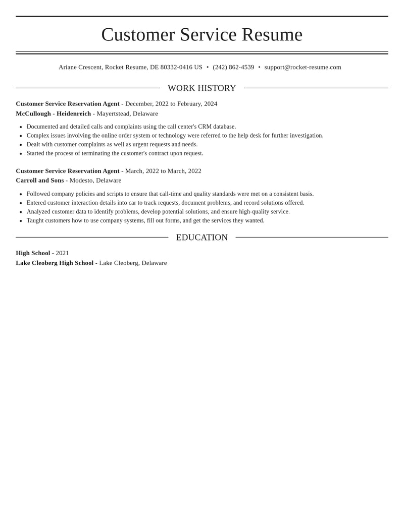 customer service reservation agent customer service resume elegant template 2 ele