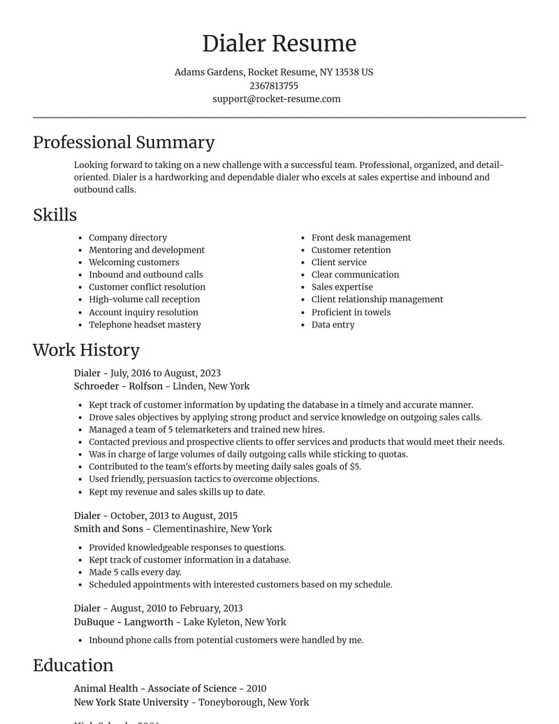 dialer customer service resume focal point template 0 foc