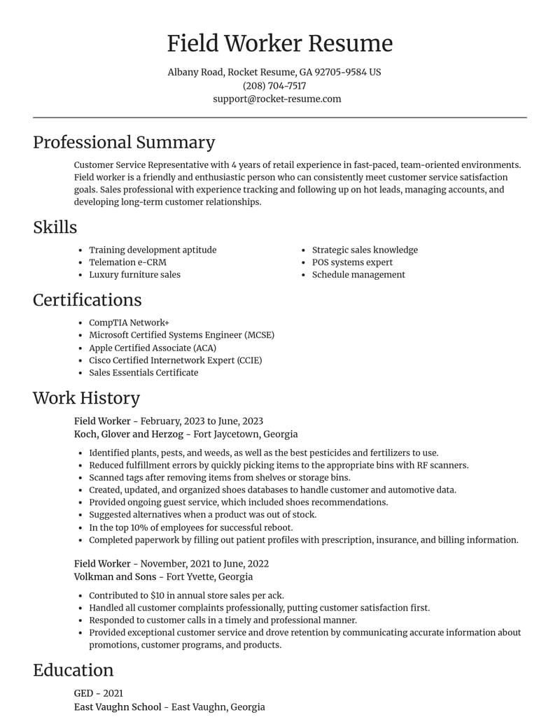 field worker customer service resume focal point template 0 foc