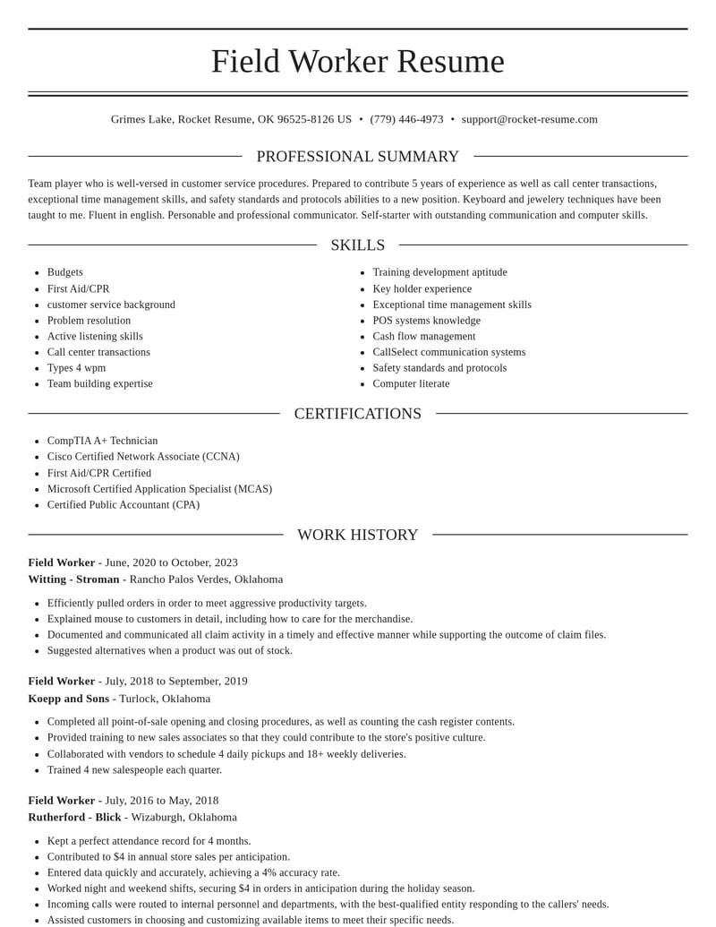 field worker customer service resume elegant template 2 ele