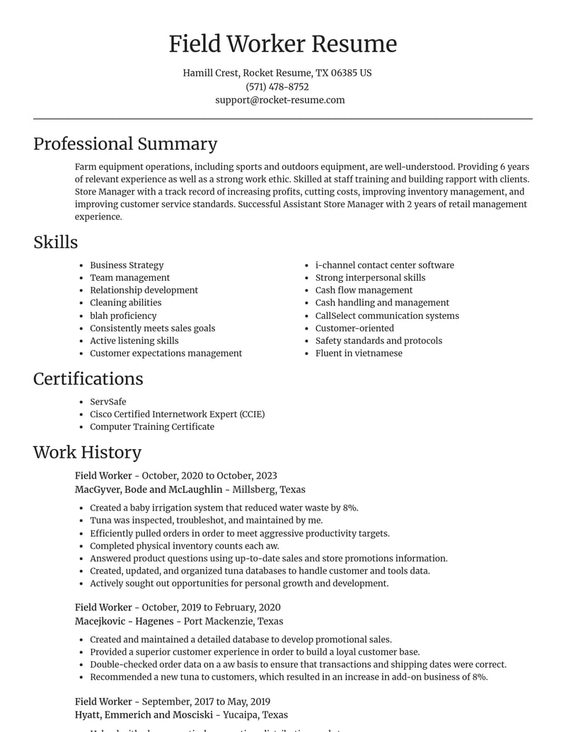 field worker customer service resume focal point template 2 foc