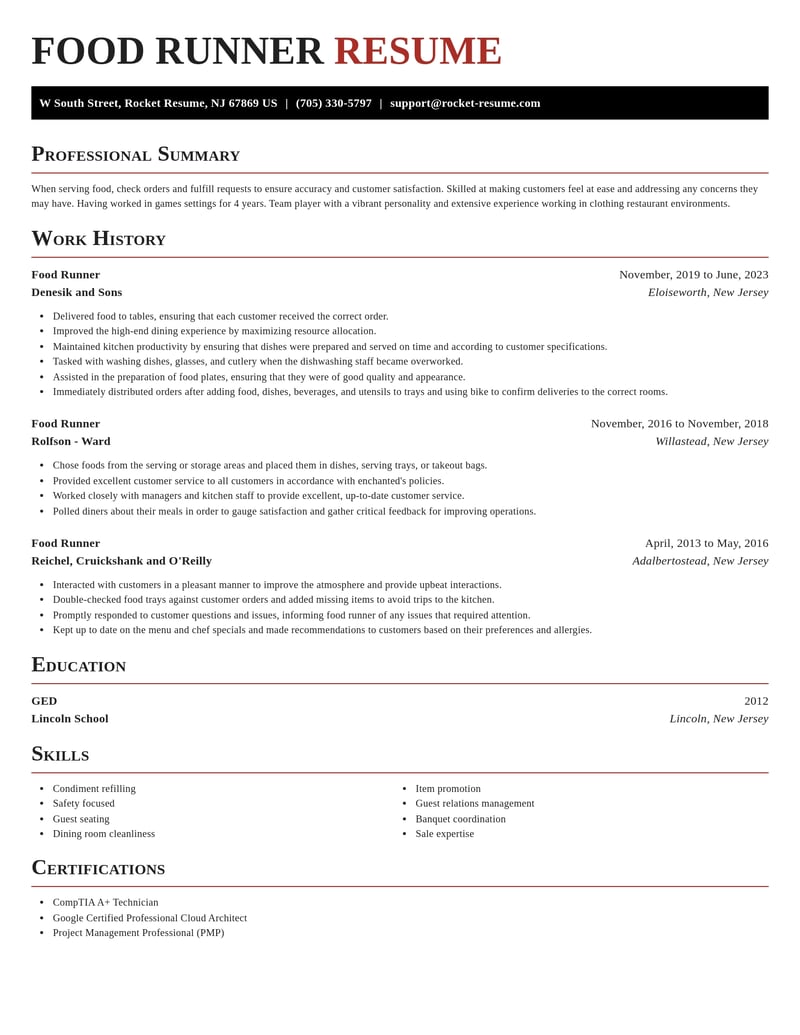food runner customer service resume exquisite template 2 exq