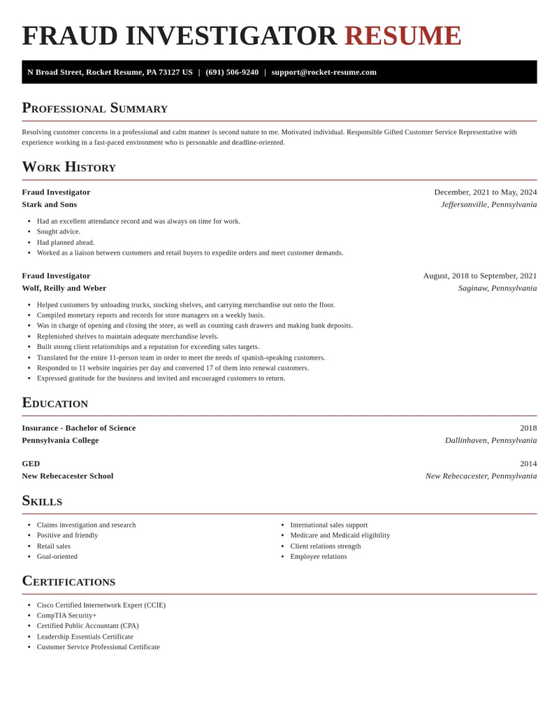 fraud investigator customer service resume exquisite template 2 exq