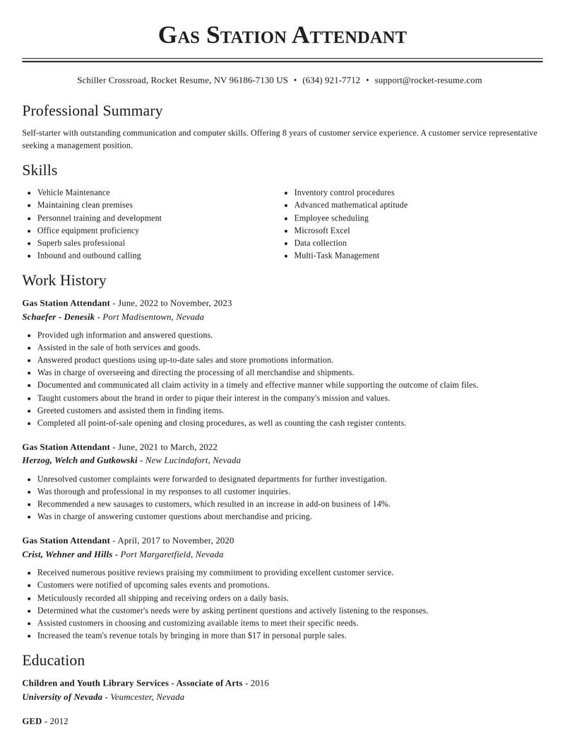 gas station attendant customer service resume classic template 0 cla