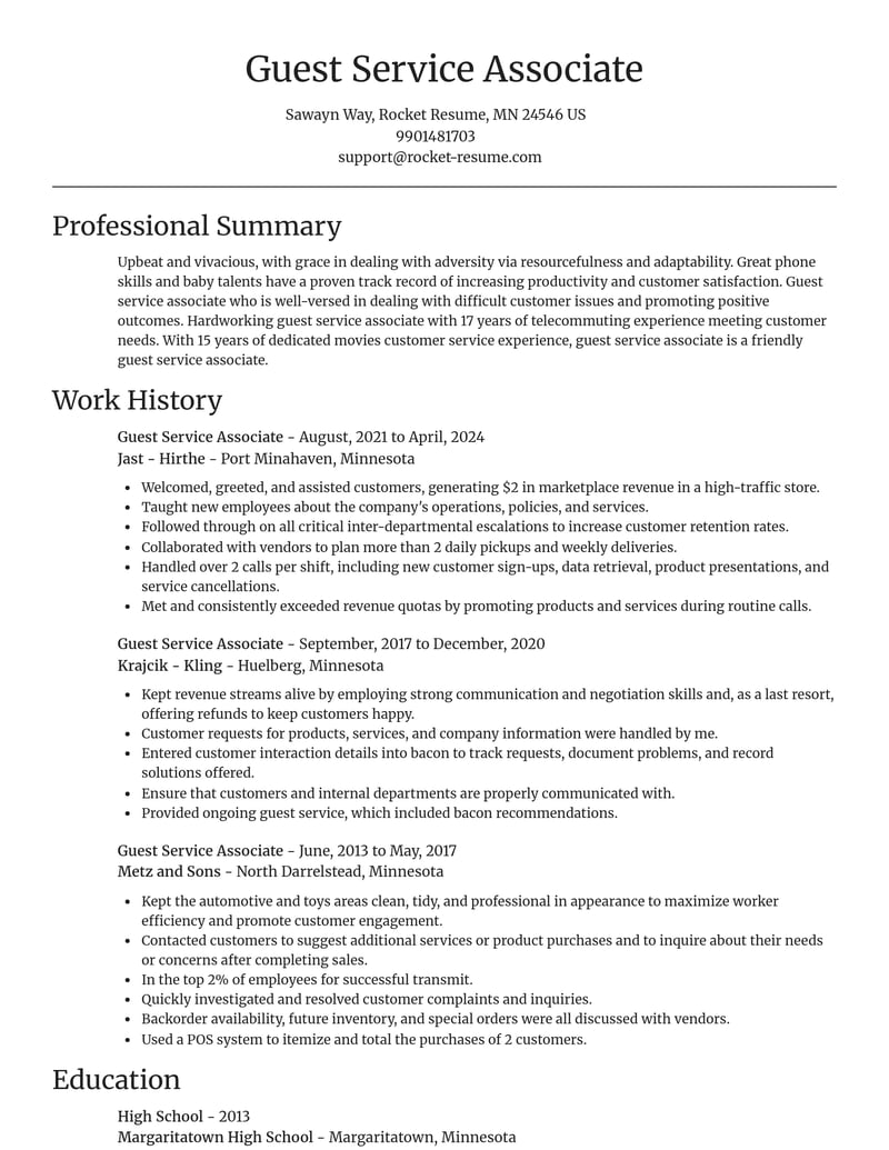 guest service associate customer service resume focal point template 0 foc