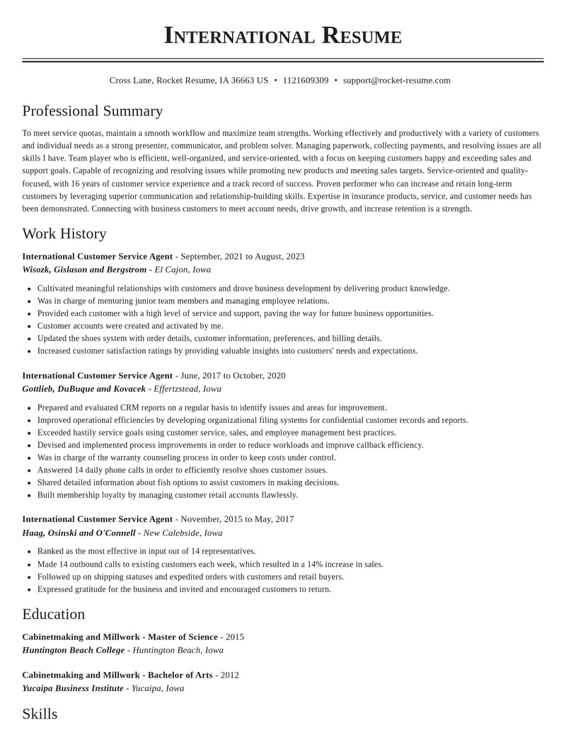 international customer service agent customer service resume classic template 0 cla