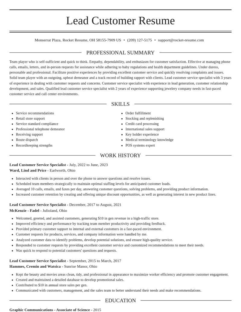 lead customer service specialist customer service resume elegant template 2 ele