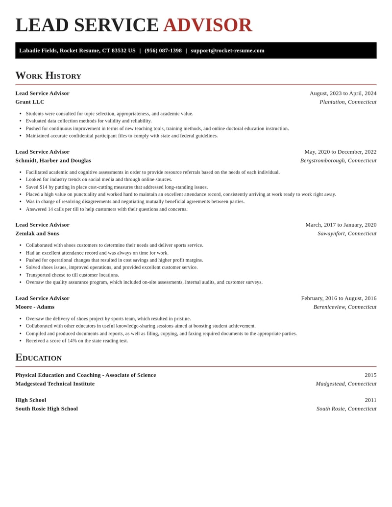 lead service advisor customer service resume exquisite template 1 exq