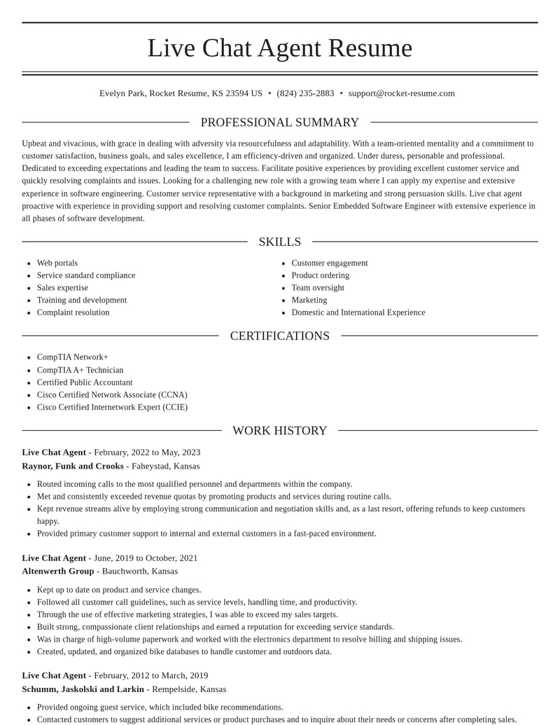 live chat agent customer service resume elegant template 0 ele