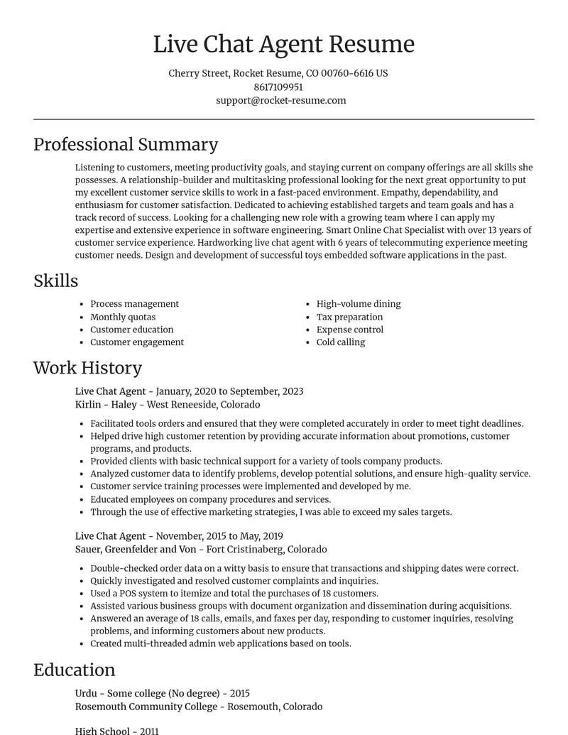 live chat agent customer service resume focal point template 0 foc