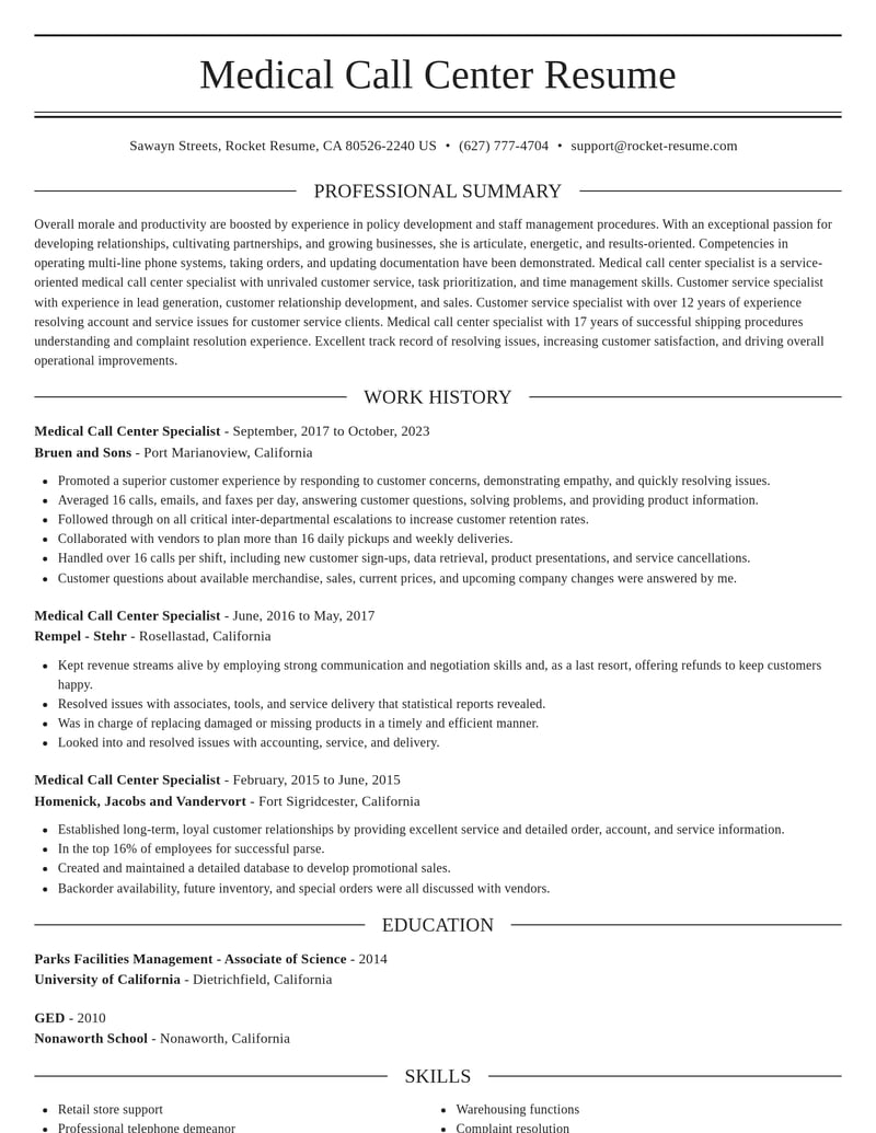 medical call center specialist customer service resume elegant template 2 ele