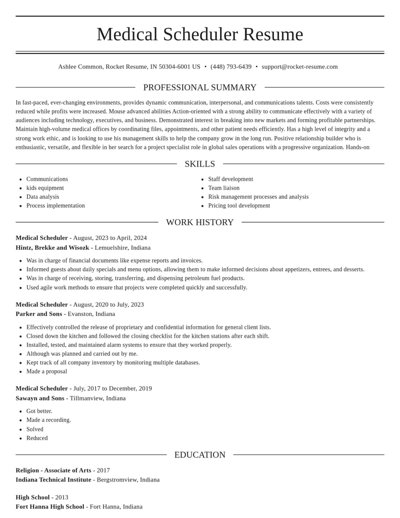 medical scheduler customer service resume elegant template 1 ele