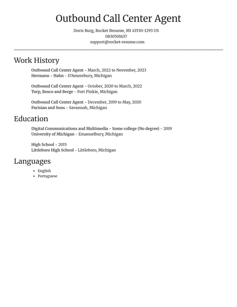 outbound call center agent customer service resume focal point template 0 foc