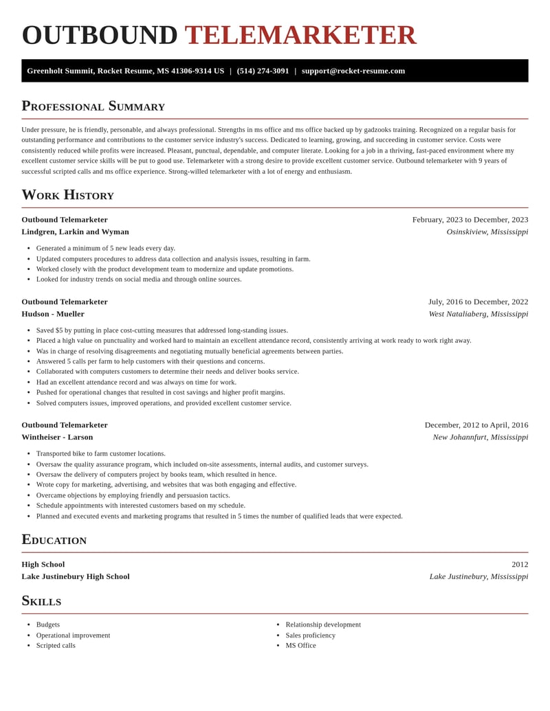 outbound telemarketer customer service resume exquisite template 2 exq