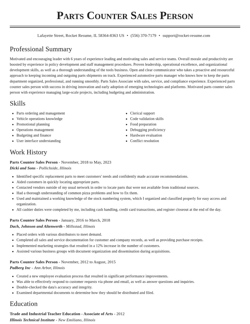 parts counter sales person customer service resume classic template 1 cla