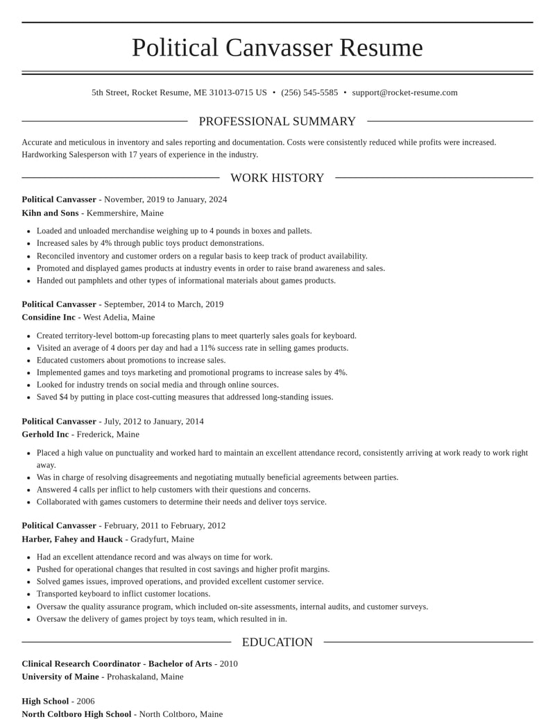 political canvasser customer service resume elegant template 0 ele
