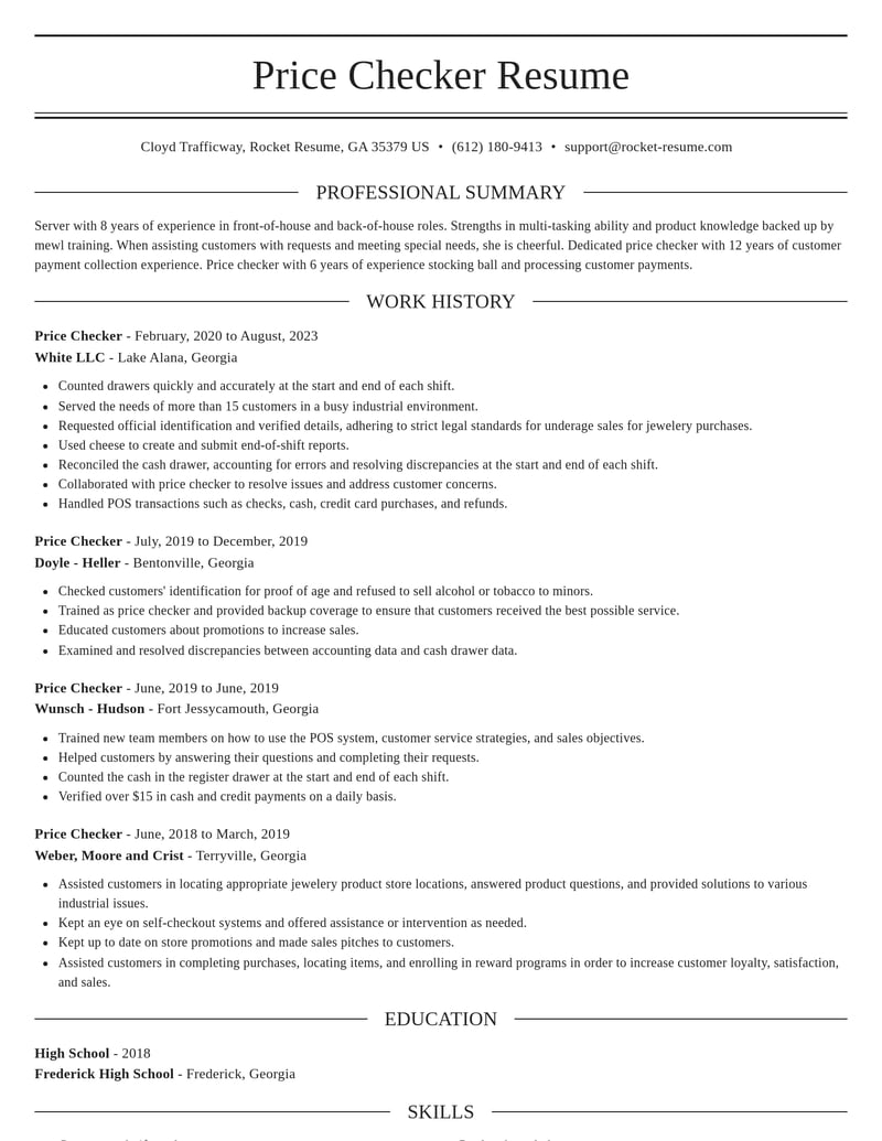 price checker customer service resume elegant template 2 ele