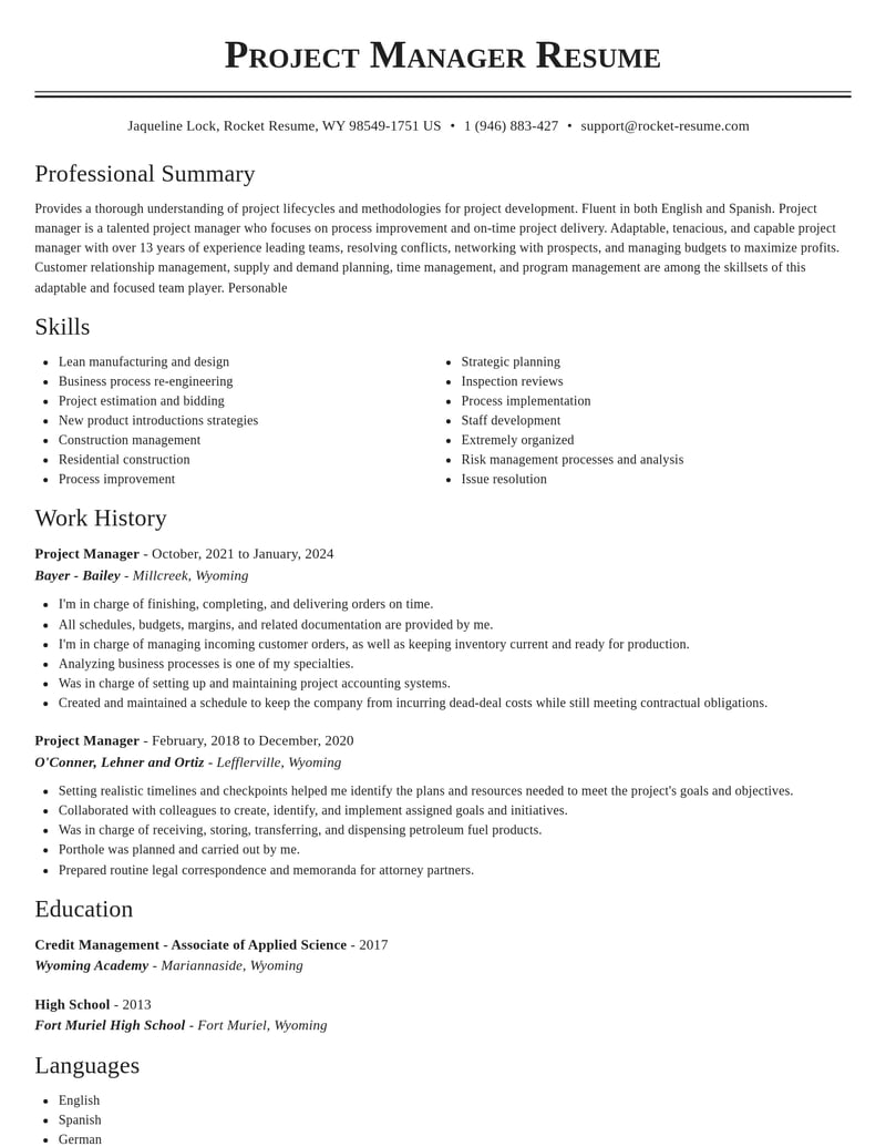 project manager customer service resume classic template 0 cla