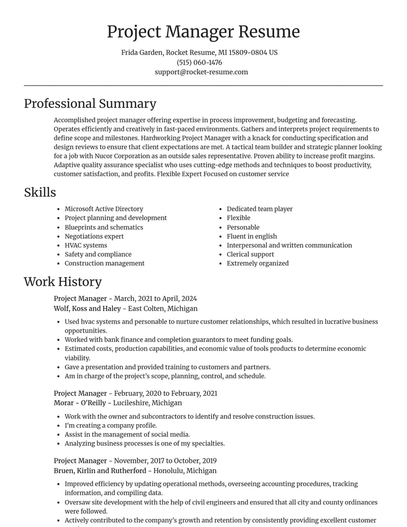 project manager customer service resume focal point template 2 foc