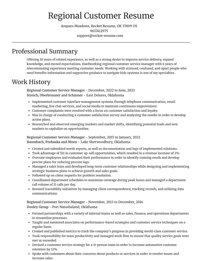 regional customer service manager customer service resume focal point template 0 foc