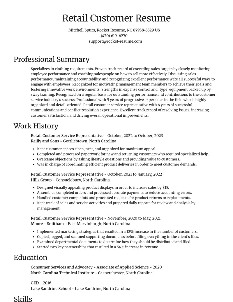 retail customer service representative customer service resume focal point template 2 foc
