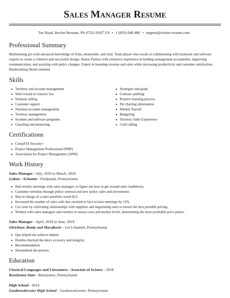 sales manager customer service resume classic template 0 cla