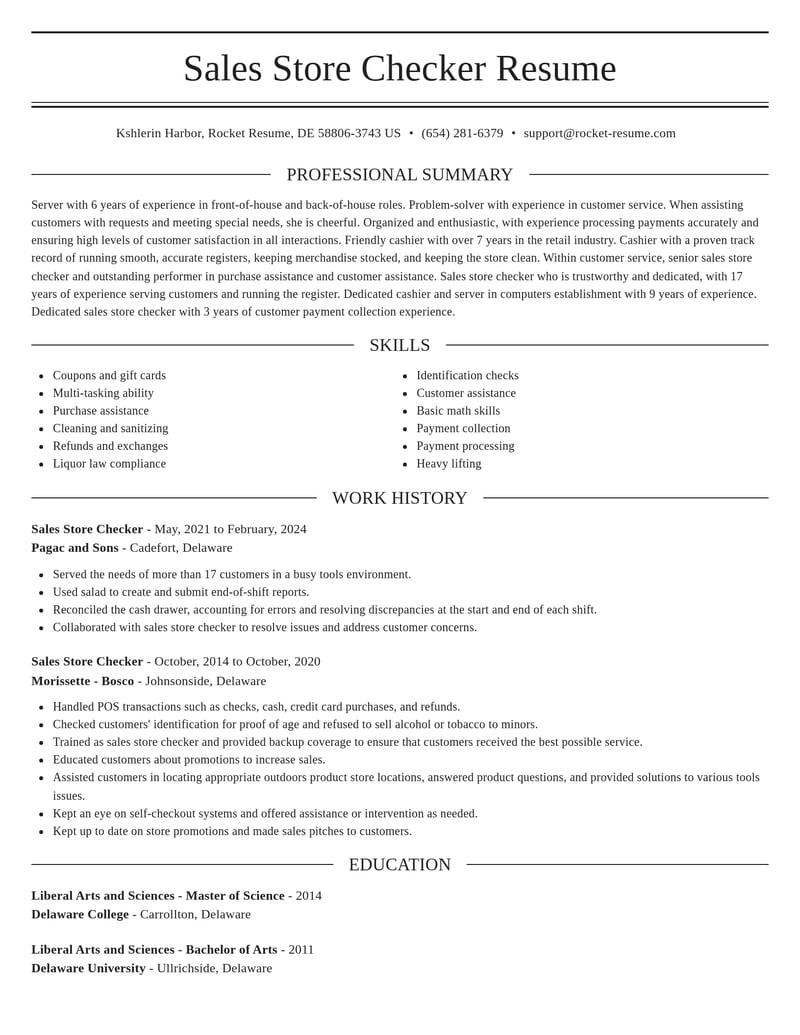 sales store checker customer service resume elegant template 0 ele