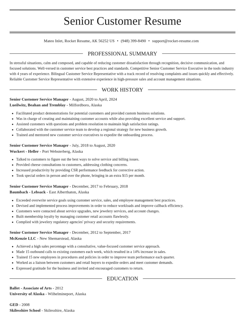 senior customer service manager customer service resume elegant template 2 ele