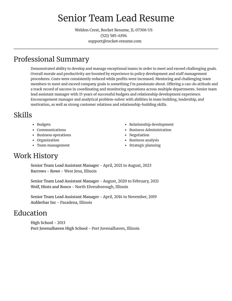 senior team lead assistant manager customer service resume focal point template 2 foc