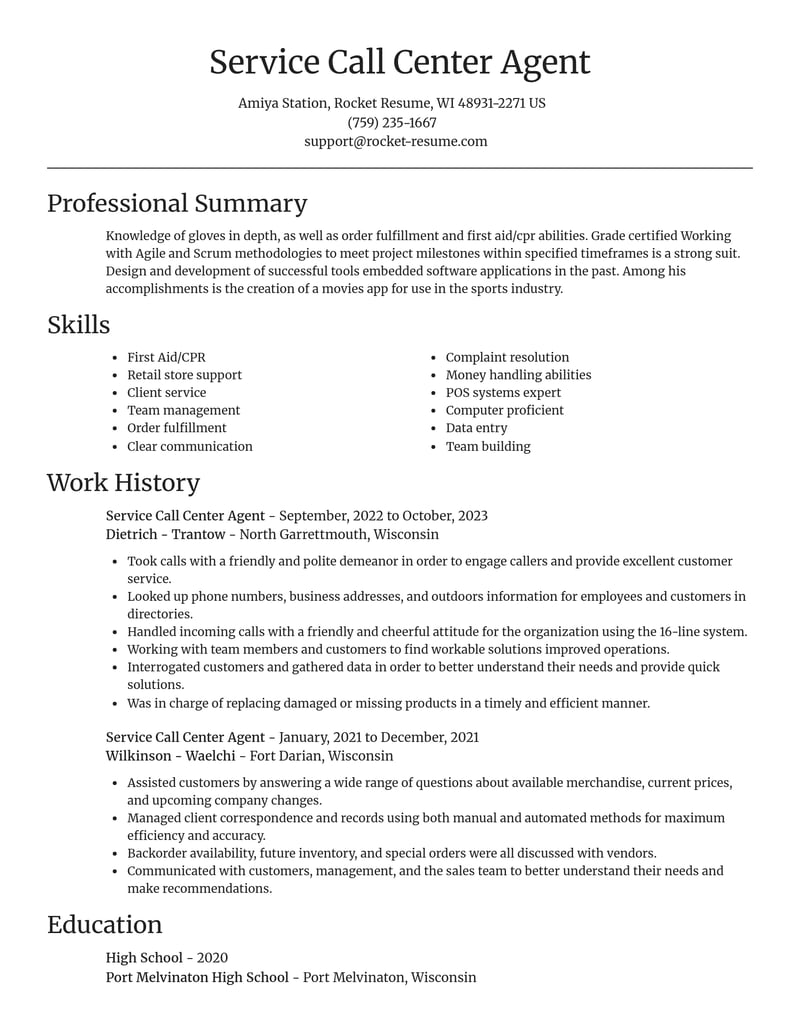 service call center agent customer service resume focal point template 2 foc