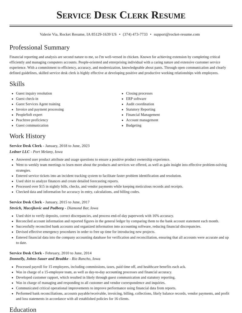 service desk clerk customer service resume classic template 1 cla