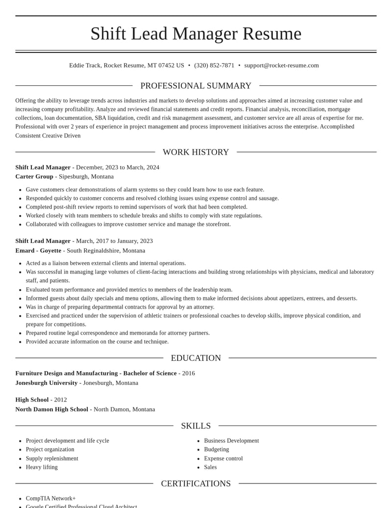shift lead manager customer service resume elegant template 2 ele