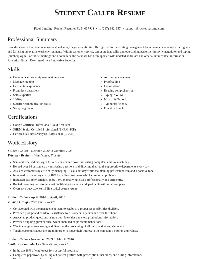 student caller customer service resume classic template 2 cla