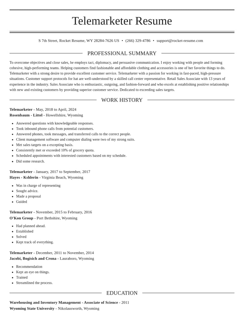 telemarketer customer service resume elegant template 2 ele
